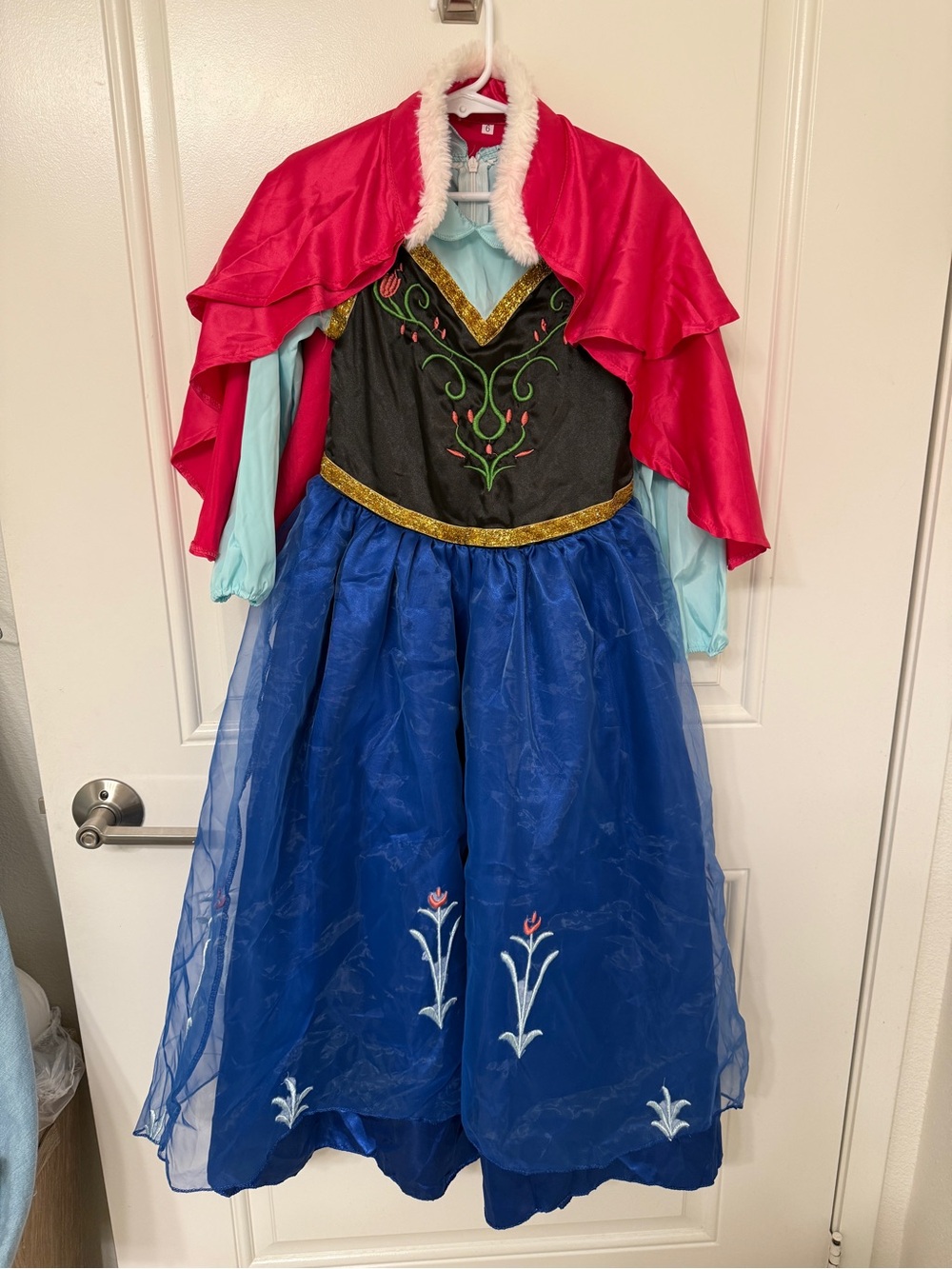 Girls Blue & Pink Princess Dress-Up Costume with Cape